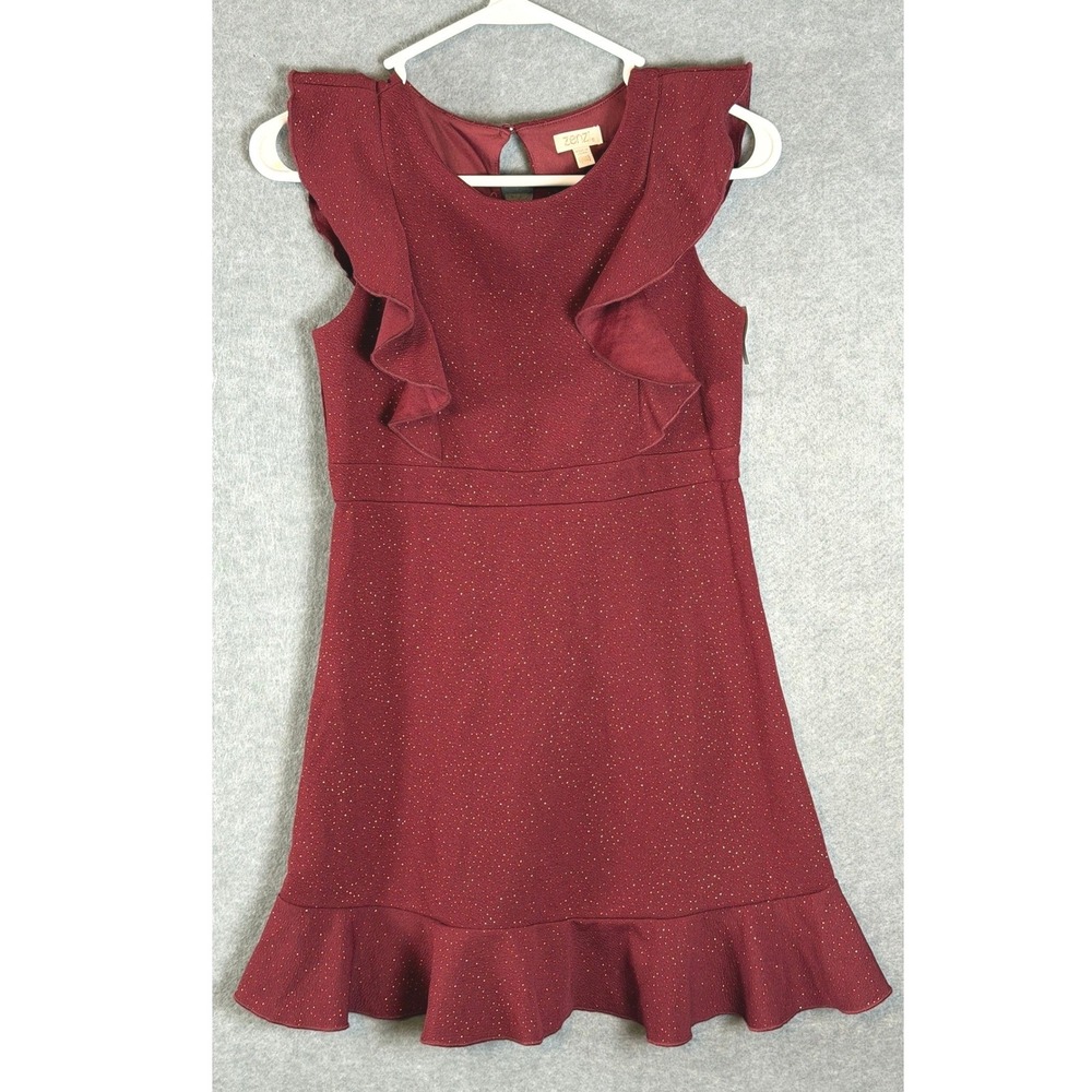 XMAS Girls Ruffle Dress 10/12 Red Glitter Sparkle Holiday Party AYD22233 Festive
